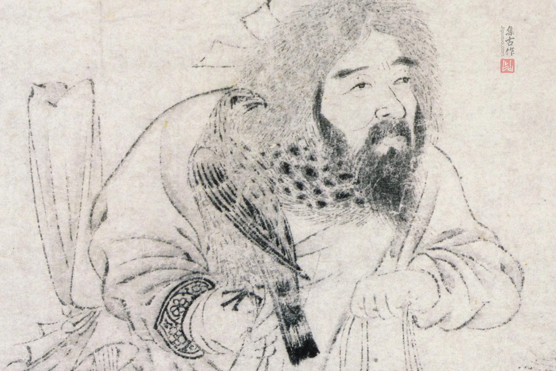 金代宫素然白描《明妃出塞图》高清大图局部 (1)