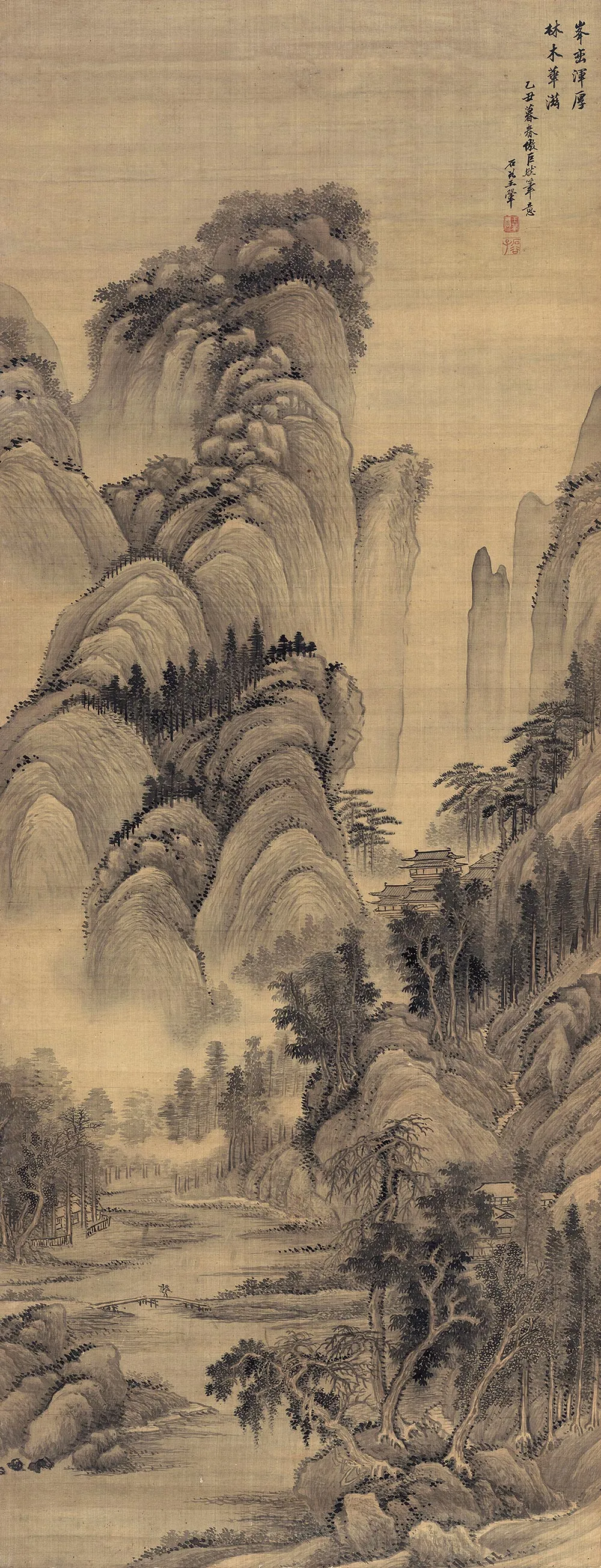 清王翚仿巨然山水轴