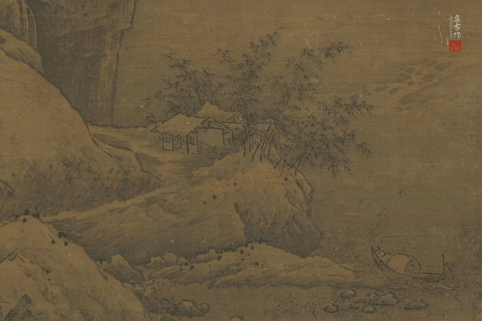 传高克明《溪山积雪图》高清局部 (1)