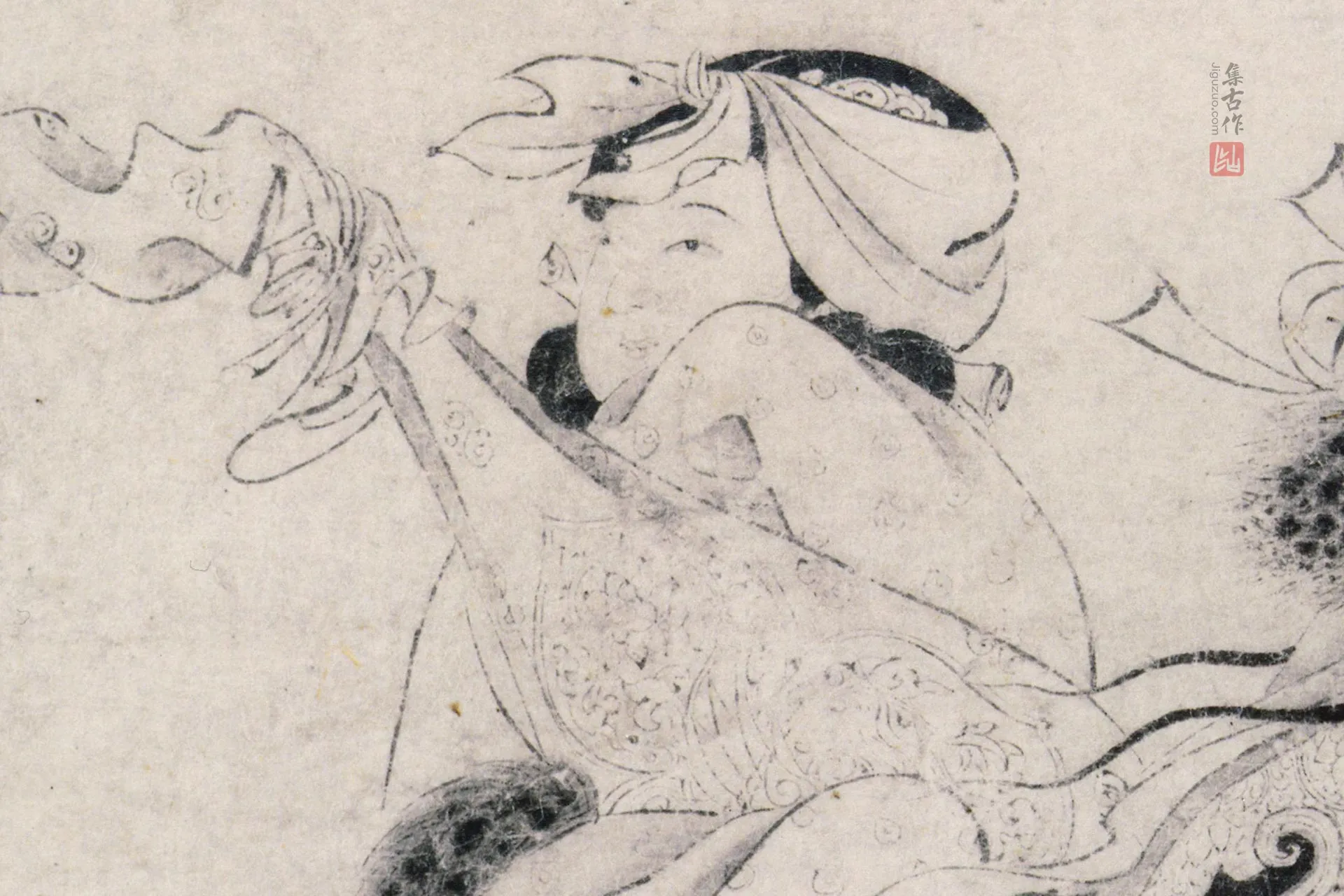 金代宫素然白描《明妃出塞图》高清大图局部 (5)