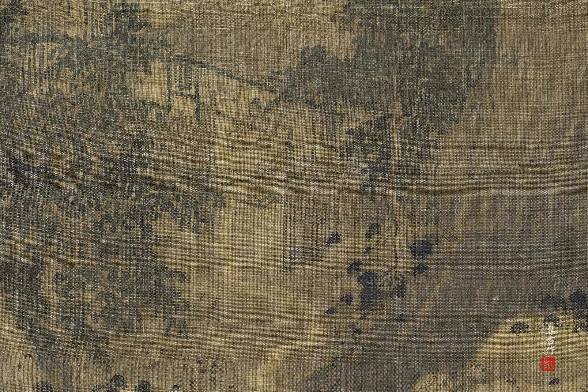 巨然山水画《秋山问道图》高清大图局部 (4)