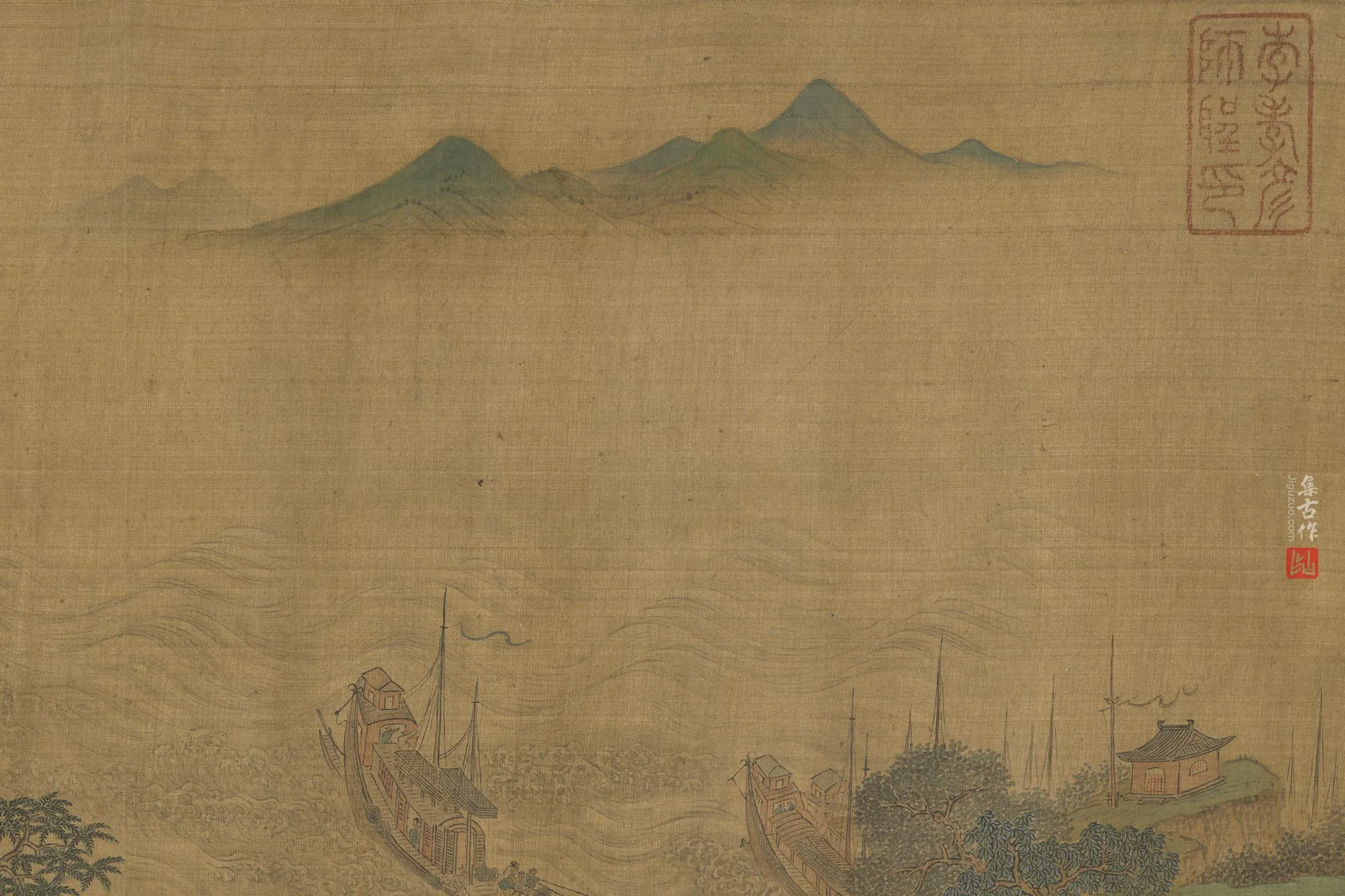 传郭忠恕《岳阳楼图》局部 (1)
