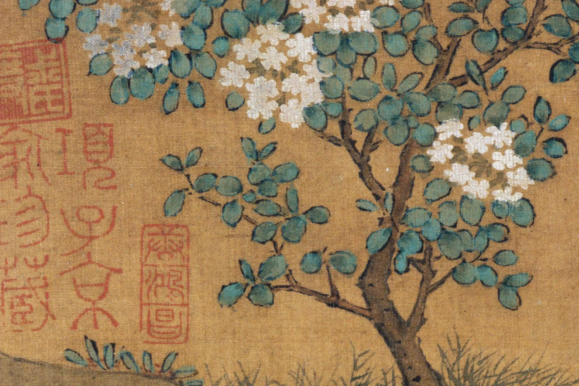韩祐《琼花真珠鸡图》高清局部-4