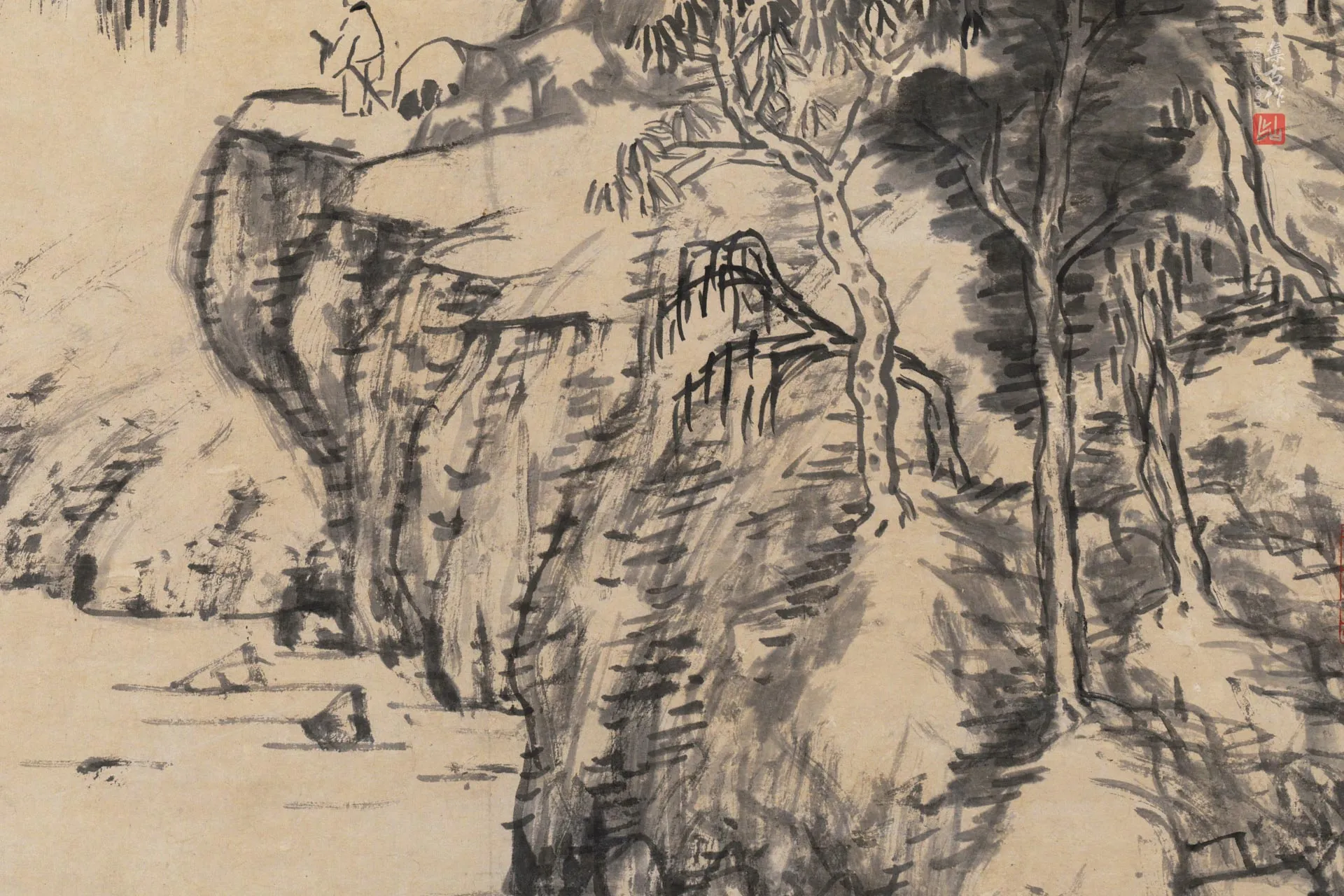 清朱耷《仿郭忠恕山水图》局部 (3)