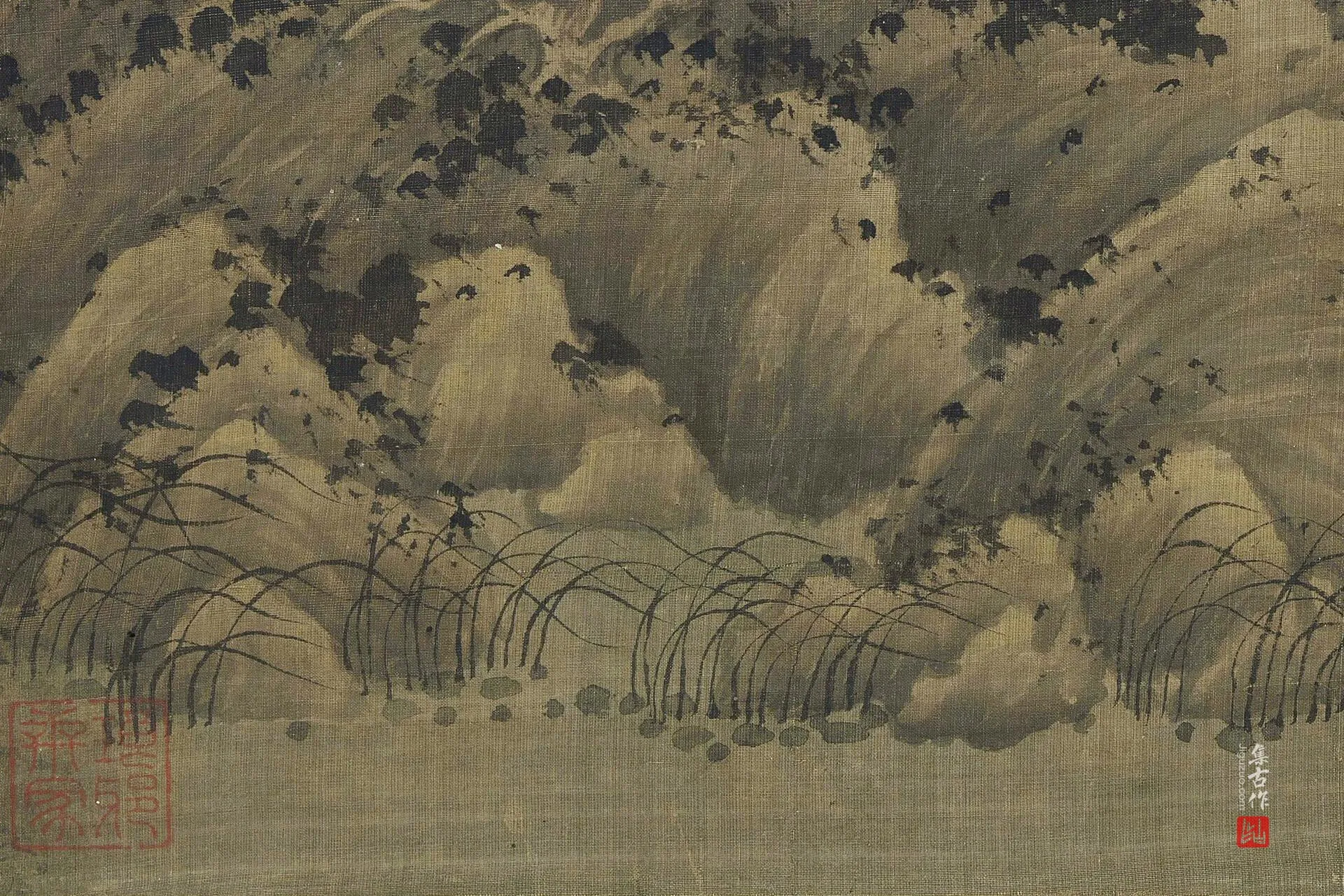 巨然山水画《秋山问道图》高清大图局部 (5)