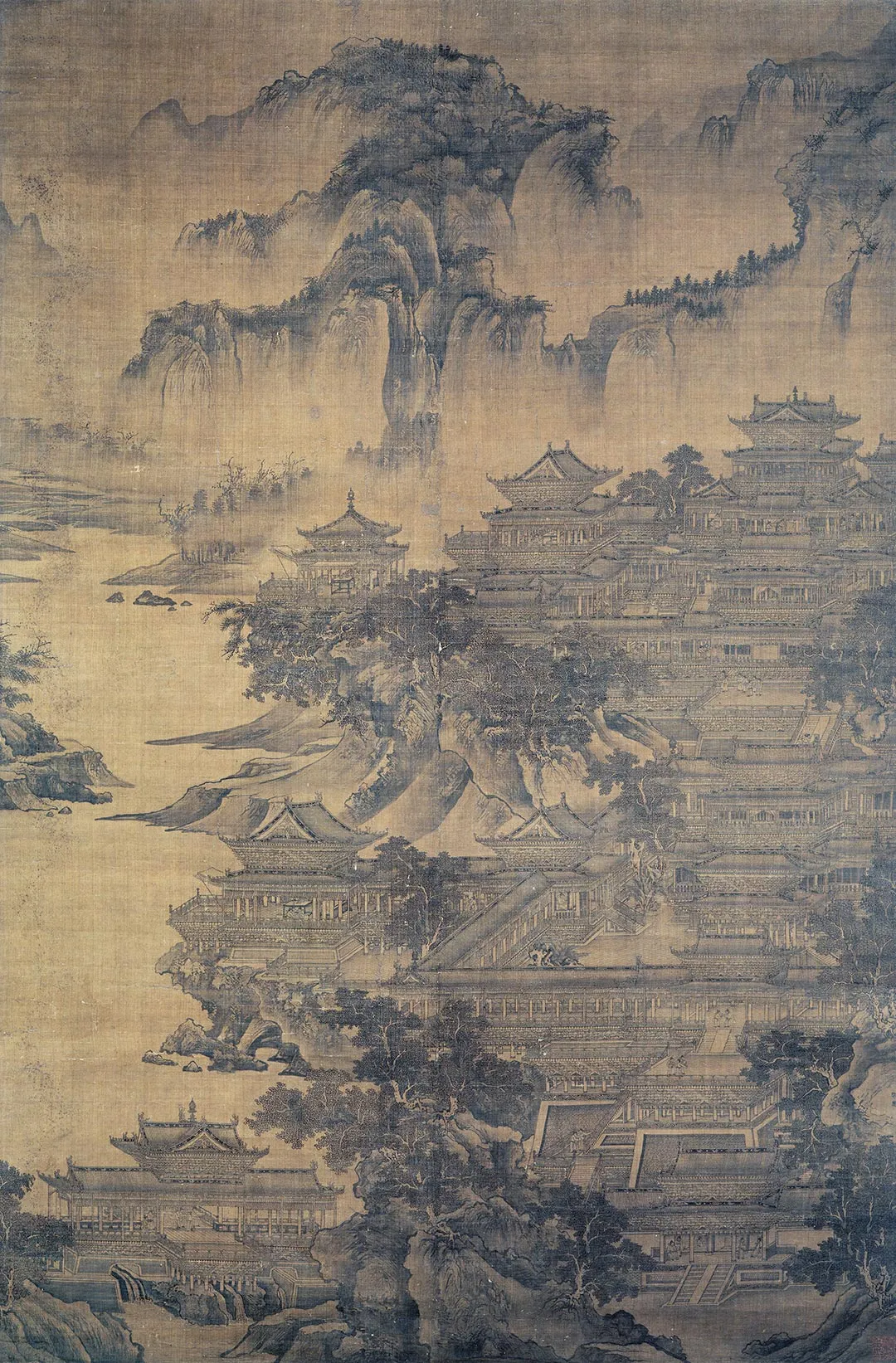 传郭忠恕山水楼阁画《明皇避暑宫图》轴