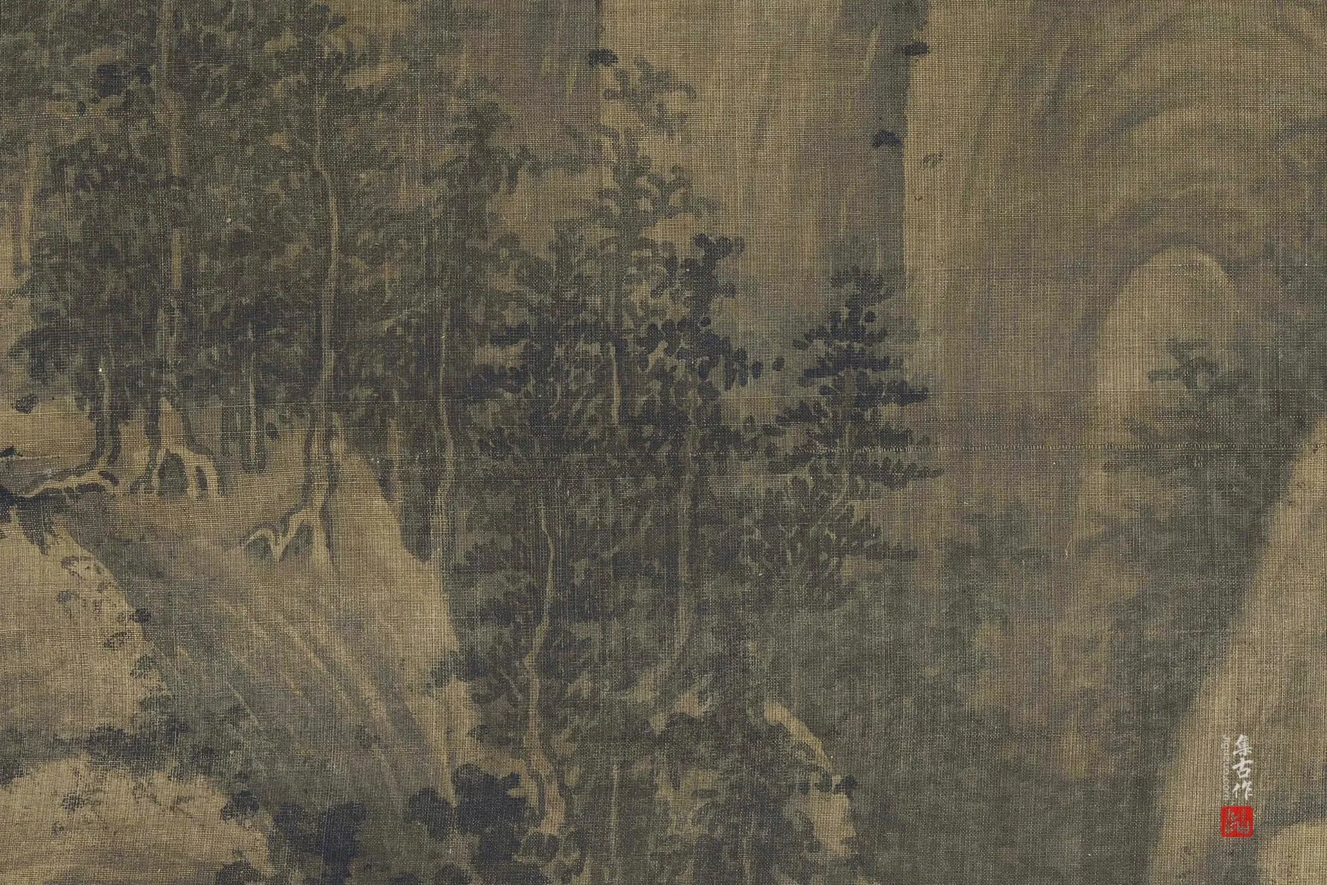 巨然山水画《秋山问道图》高清大图局部 (2)