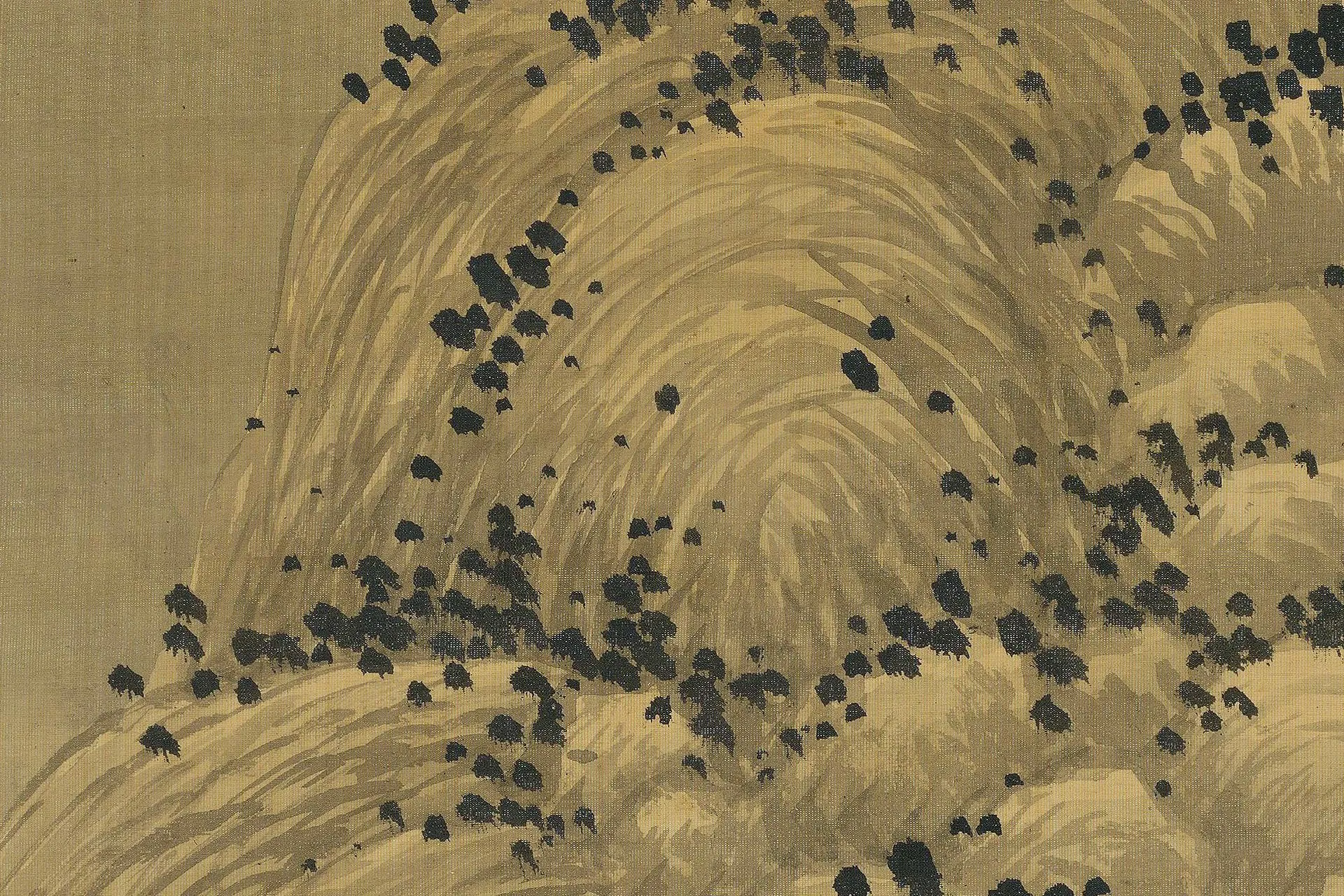 清王翚《仿巨然烟浮远岫图》高清局部 (2)