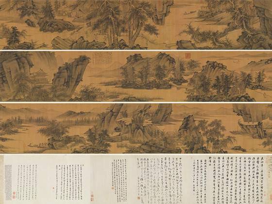 传元吴镇山水画《晴江列岫图》卷