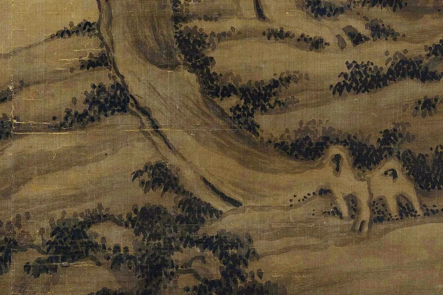 元吴镇双桧平远图局部 (6)