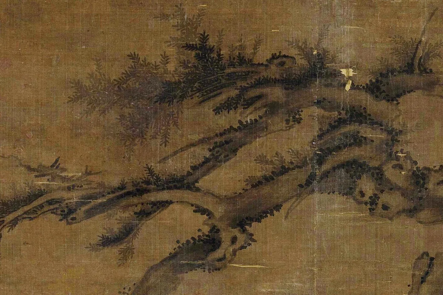 元吴镇双桧平远图局部 (3)