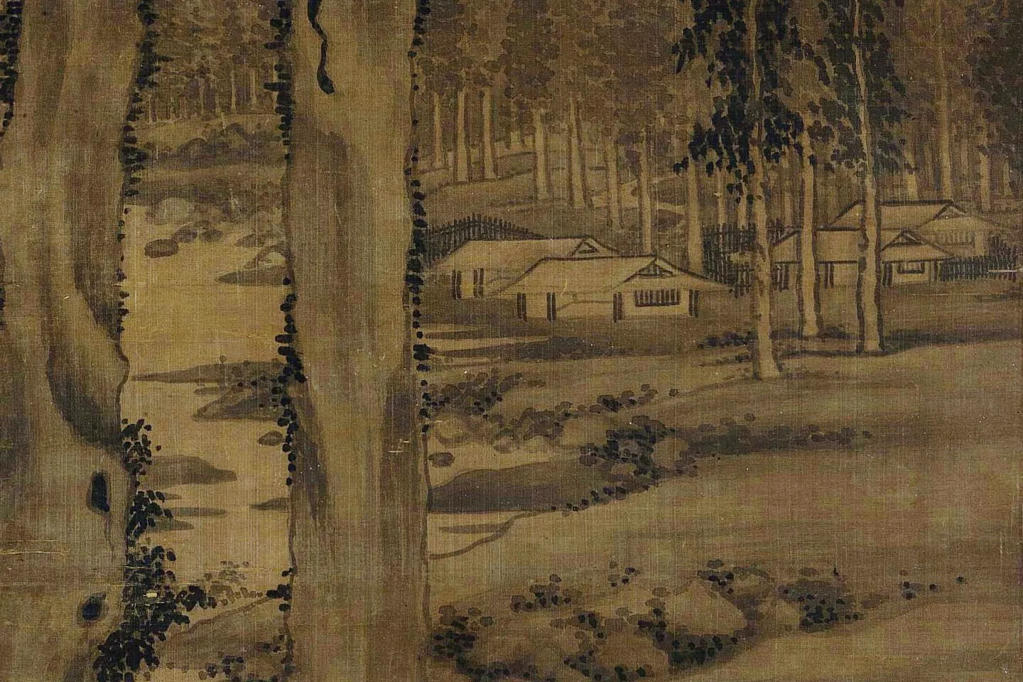 元吴镇双桧平远图局部 (5)