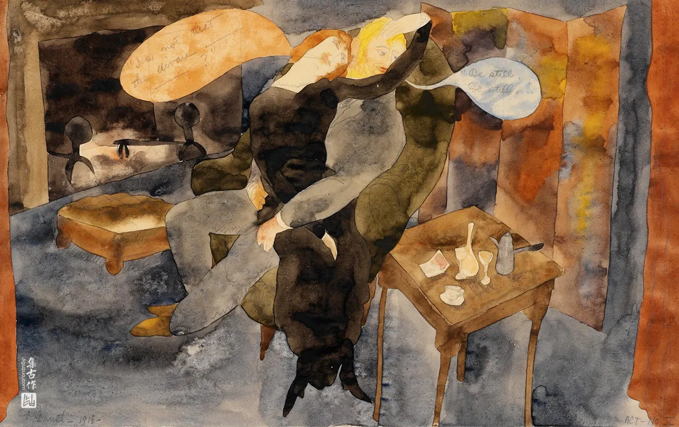 查尔斯·德穆斯《露露与阿尔瓦·舍恩》水彩画作品