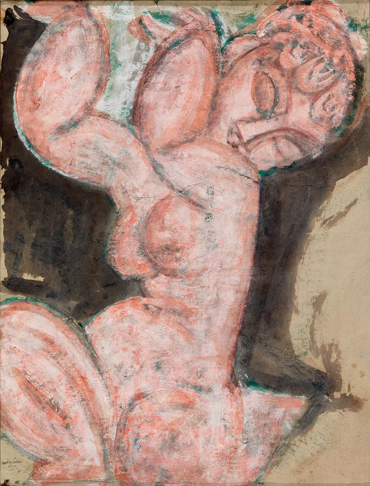莫迪利亚尼《粉红色裸体》油画作品