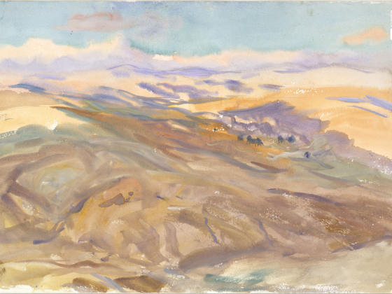 萨金特水彩风景画《日落》