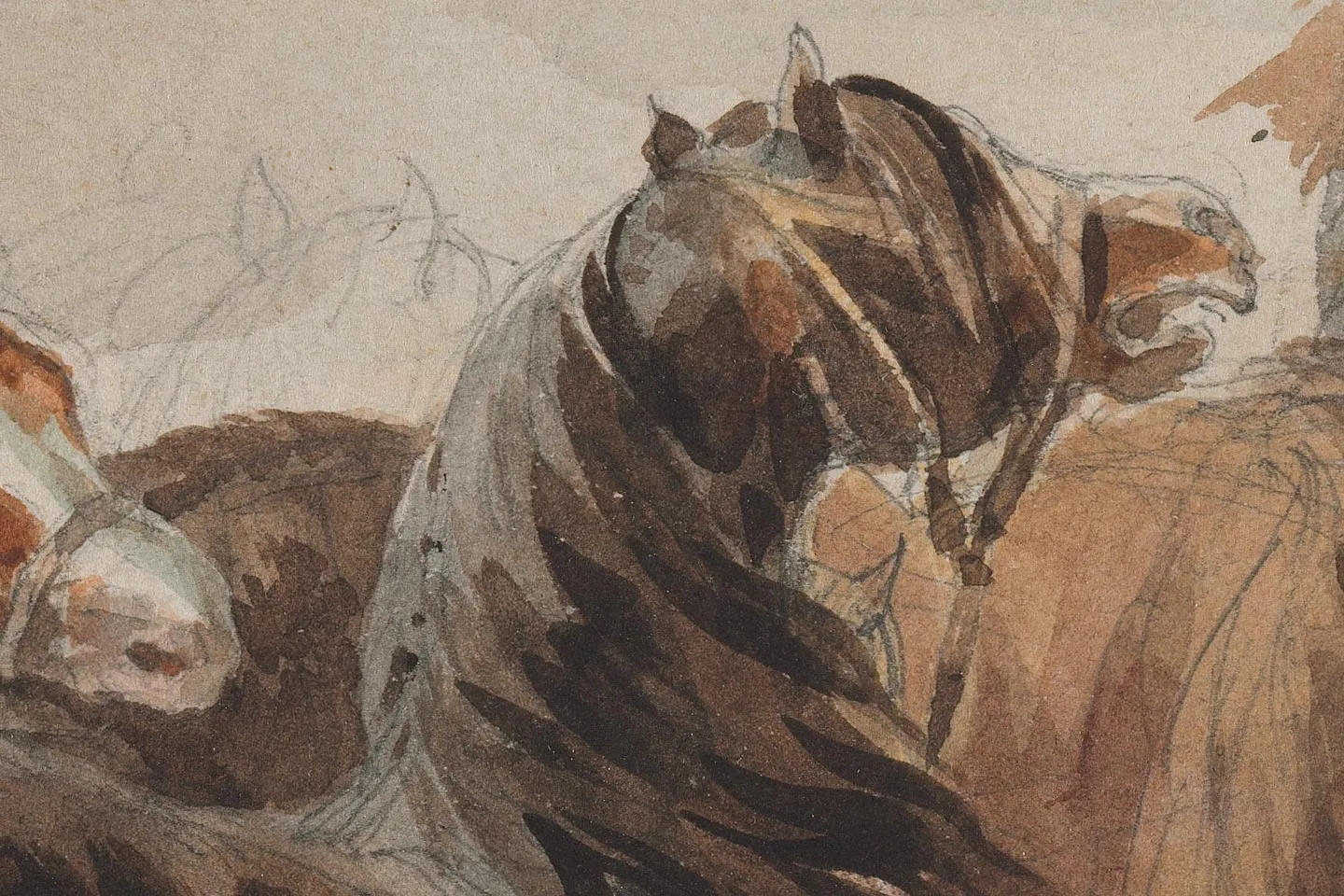 西奥多·热里科水彩画《战马》高清局部 (4)