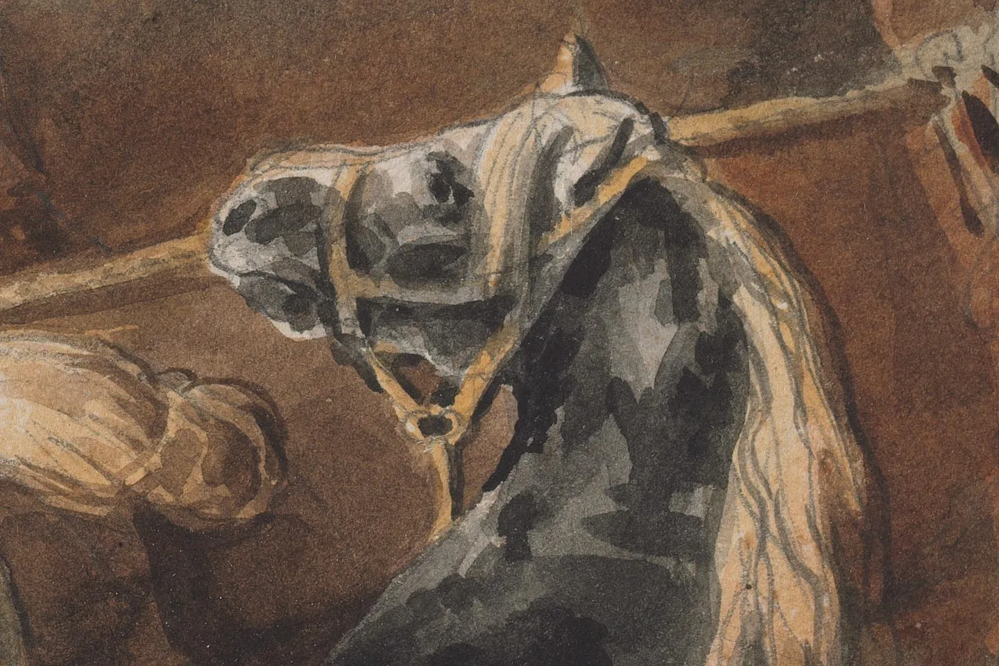 西奥多·热里科水彩画《战马》高清局部 (2)