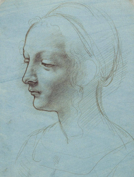 达·芬奇素描人物头像《女子侧面肖像》