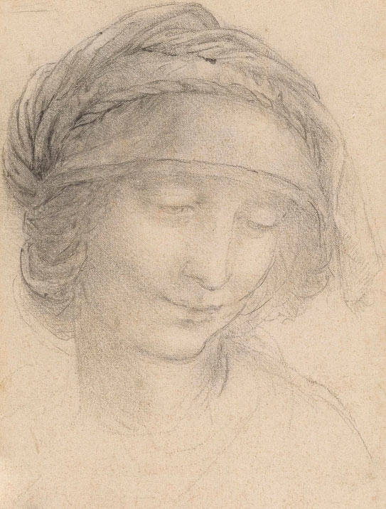 达芬奇素描头像作品《圣安妮肖像》