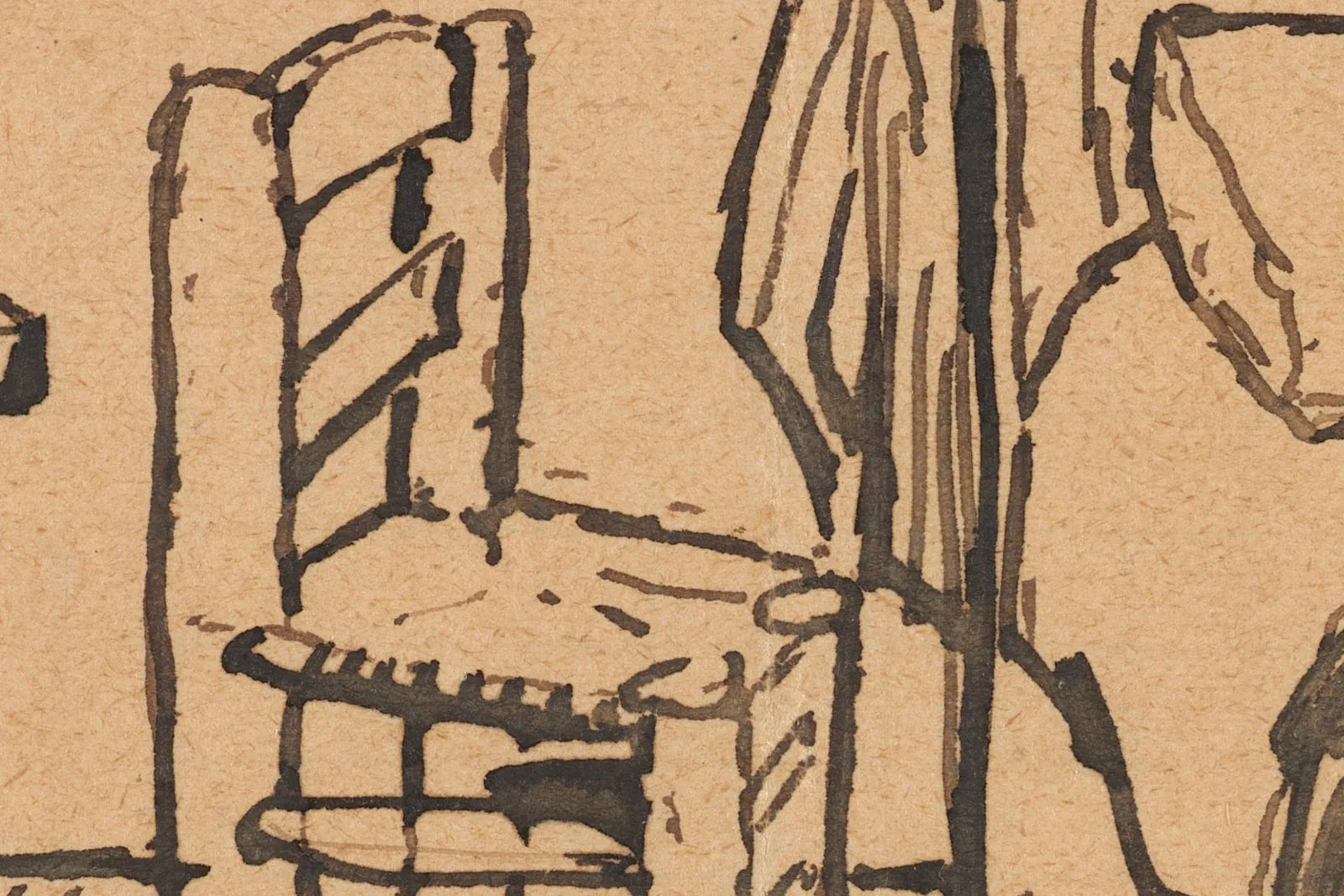 梵高卧室草图《阿尔勒的文森特卧室》超高清大图局部 (2)