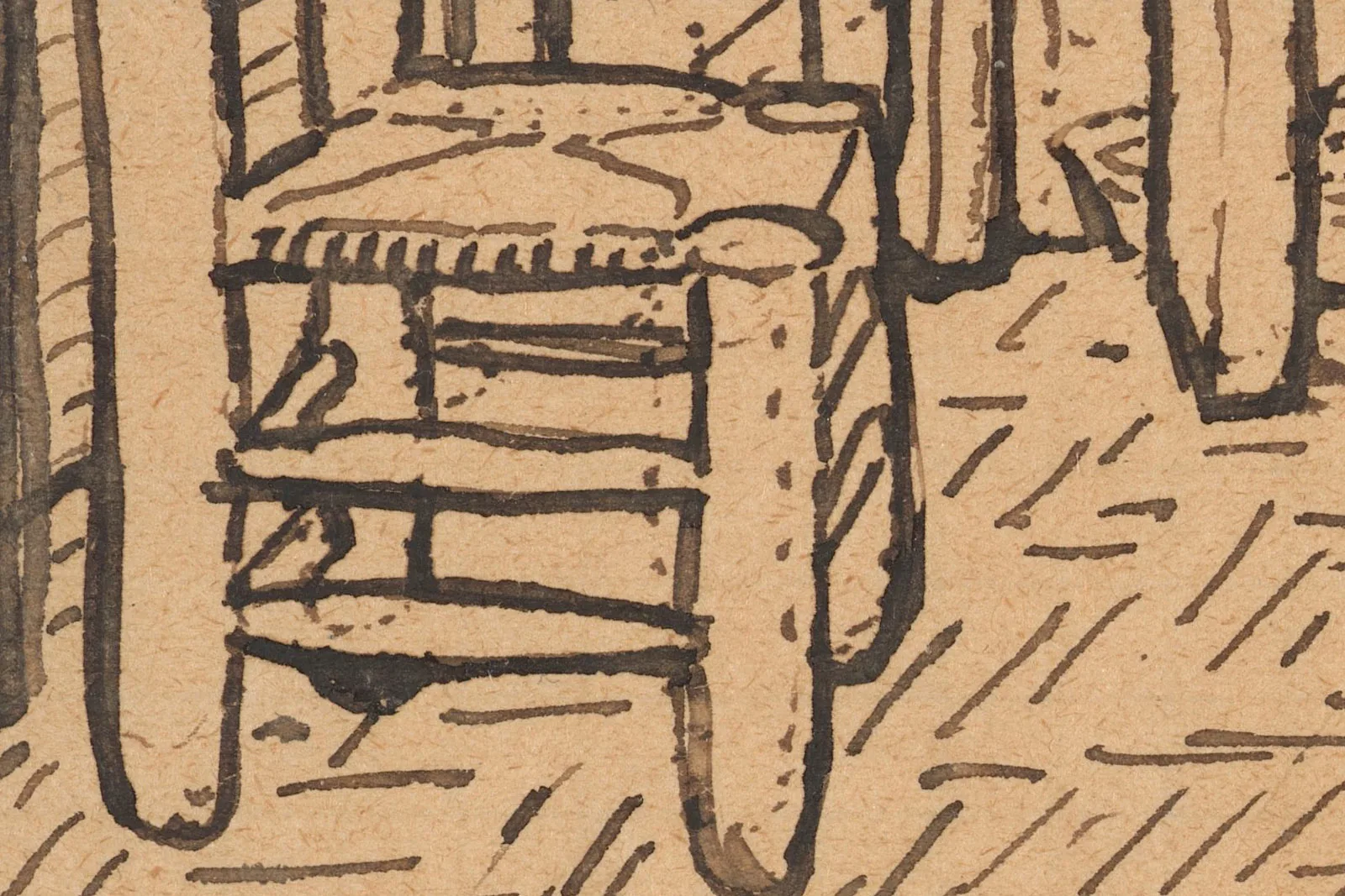 梵高卧室草图《阿尔勒的文森特卧室》超高清大图局部 (4)