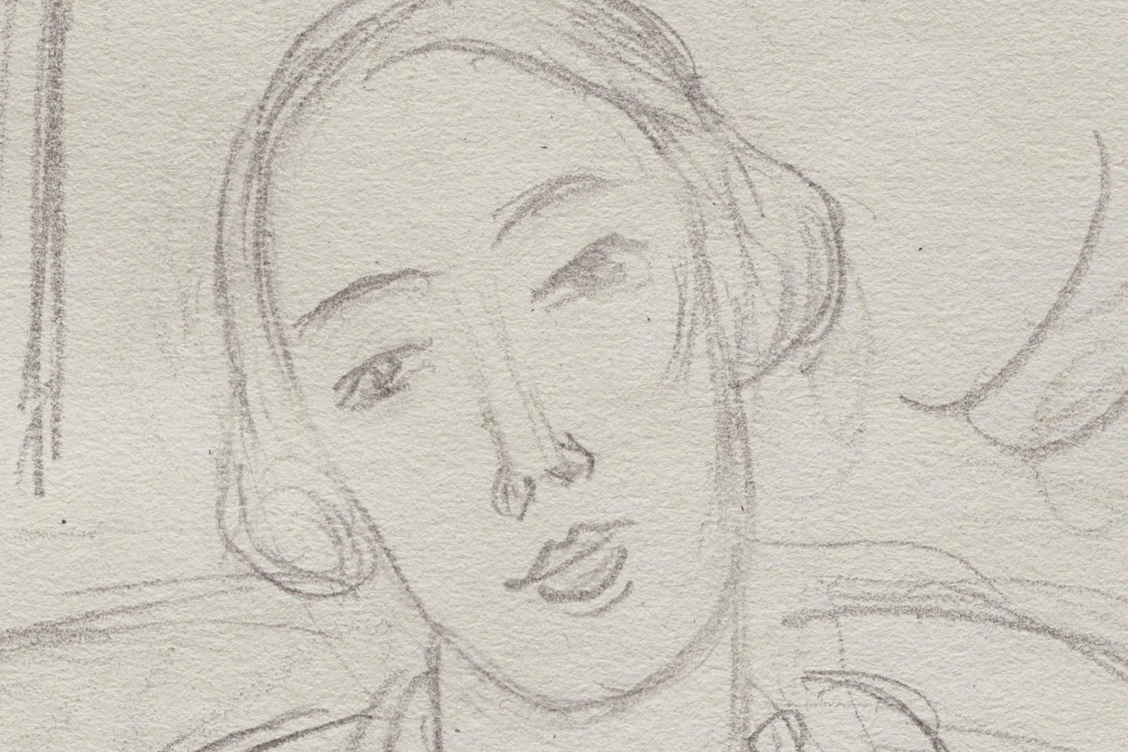 马蒂斯素描人物《穿条纹裤的坐姿宫女》局部 (1)