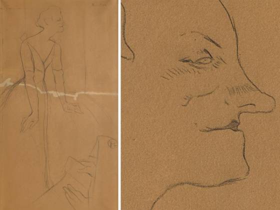 罗特列克素描速写人物《伊薇特·吉尔贝》