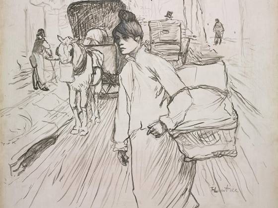 罗特列克素描画作品《洗衣女工》