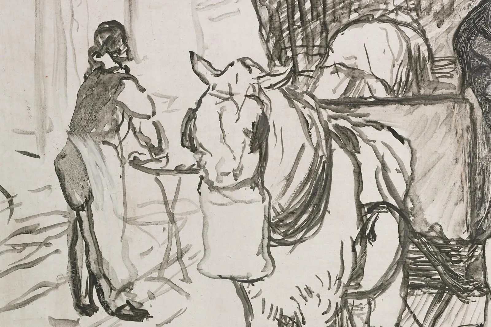 罗特列克素描画作品《洗衣女工》局部 (2)