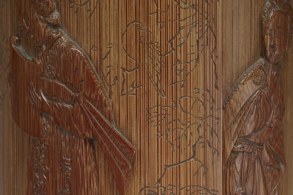 明代“竹雕窥简图笔筒”雕刻局部 (5)