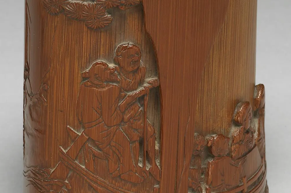 清代“竹雕东坡赤壁图笔筒”雕刻局部 (3)