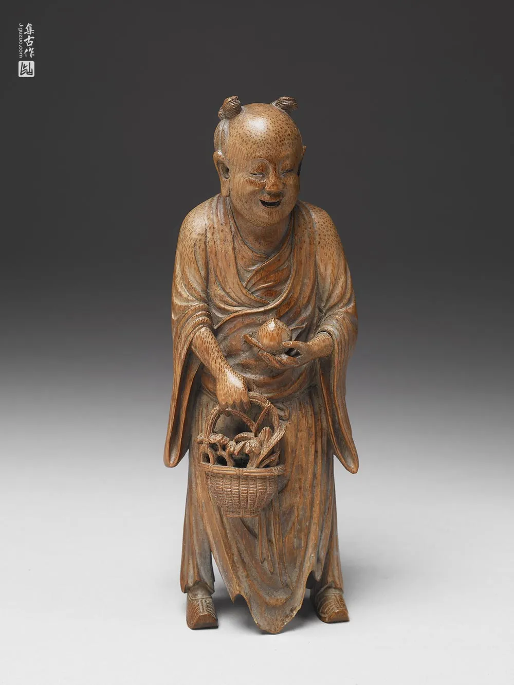 清代竹雕八仙蓝采和-(1)