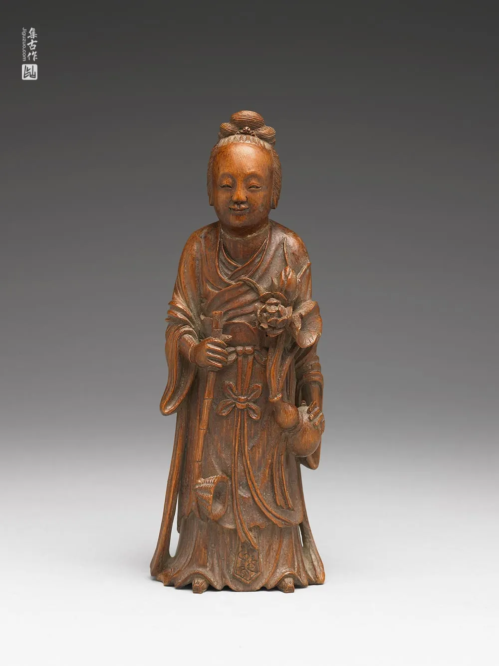 清代竹雕八仙(何仙姑)-(1)