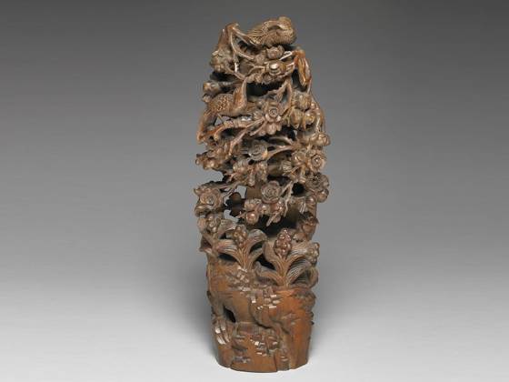 清代“竹雕齐眉双寿”雕刻