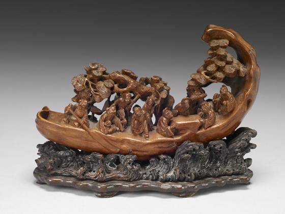 清代“竹雕人物船”雕刻