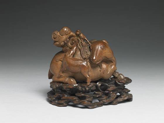 清代“竹雕三阳开泰”雕刻