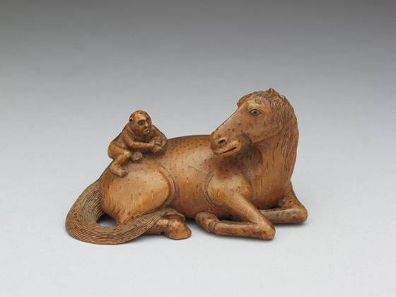 清代“竹根雕马上封侯”雕刻