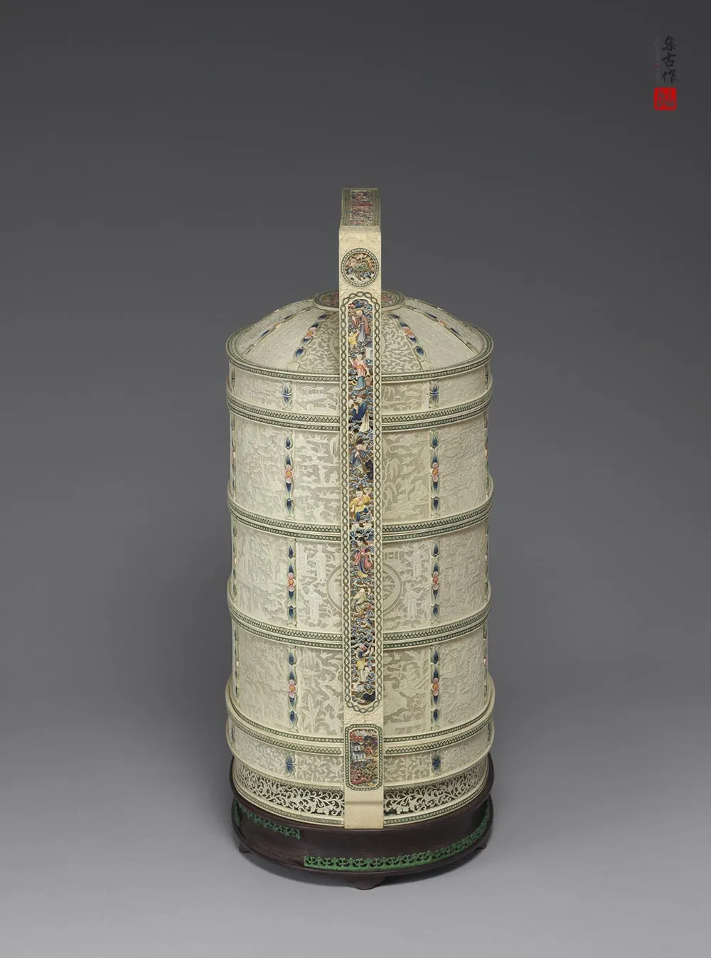 清代“象牙雕四层透花提食盒”雕刻-(26)