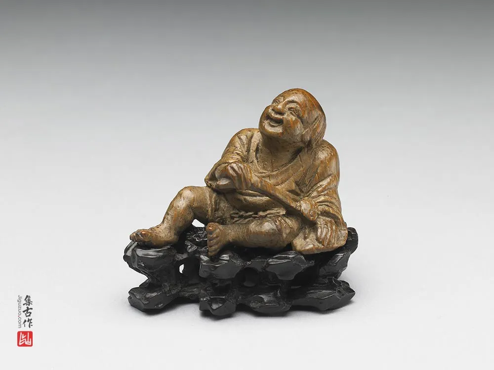 清代竹雕持如意小童-(1)