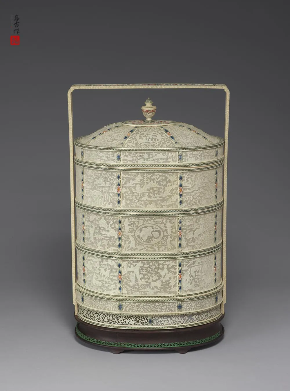 清代“象牙雕四层透花提食盒”雕刻-(27)