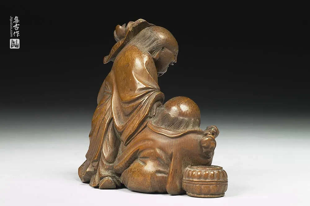 清代竹雕和合二仙-(3)