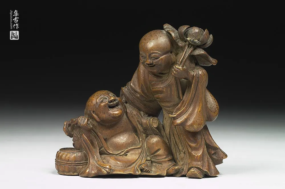 清代竹雕和合二仙-(1)