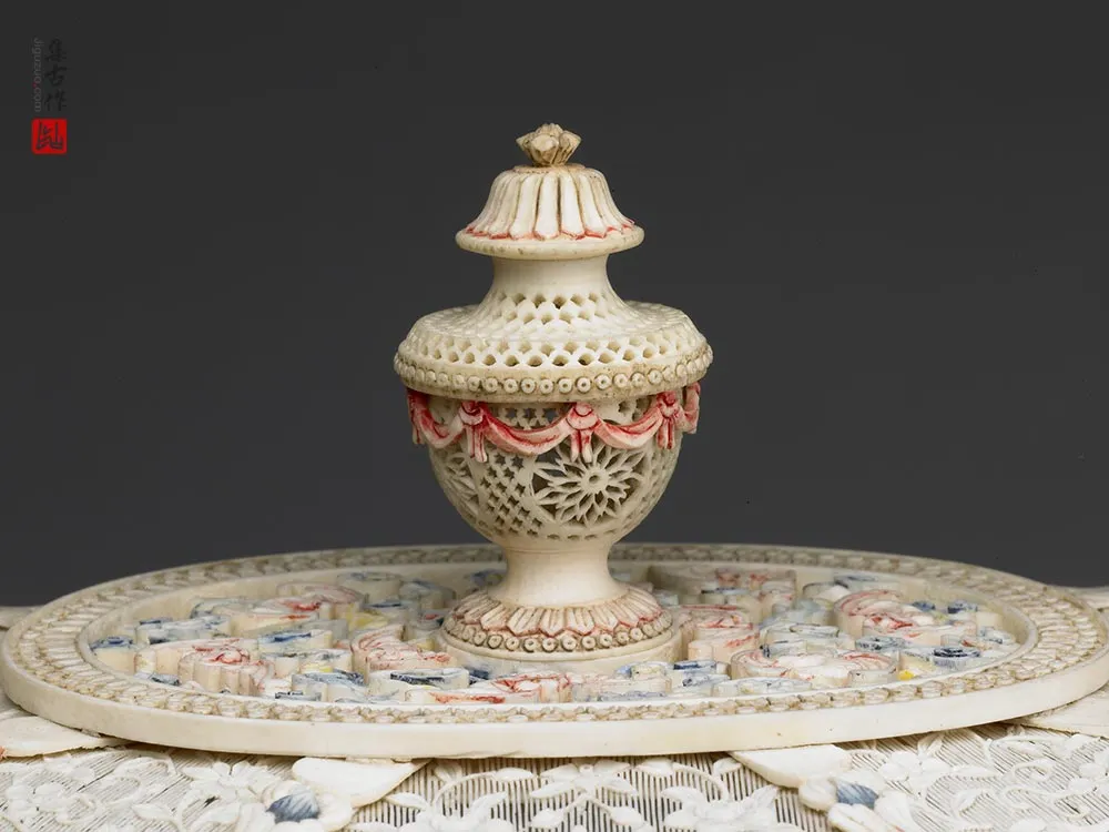 清代“象牙雕四层透花提食盒”雕刻-(18)