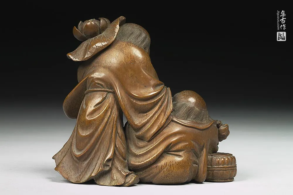 清代竹雕和合二仙-(4)