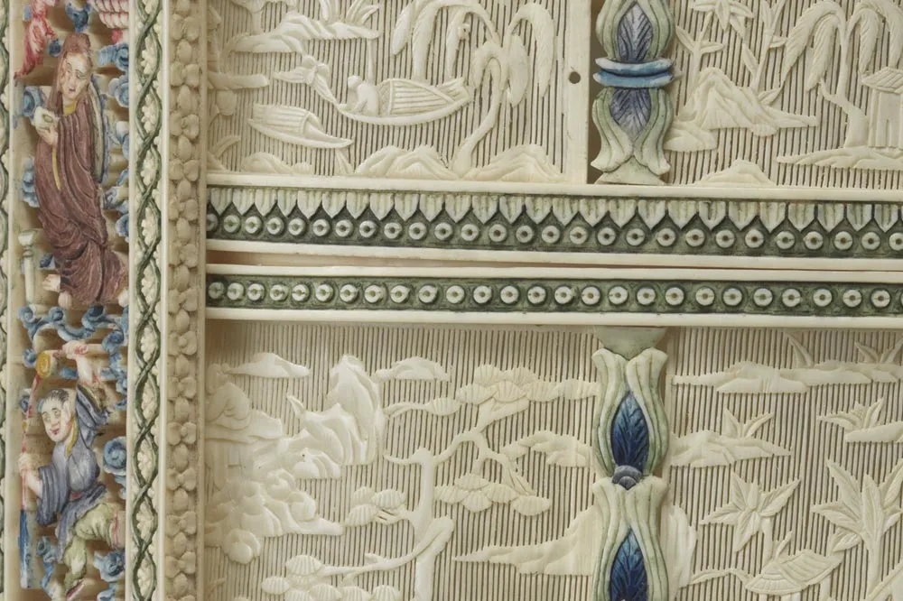 清代“象牙雕四层透花提食盒”雕刻局部 (5)