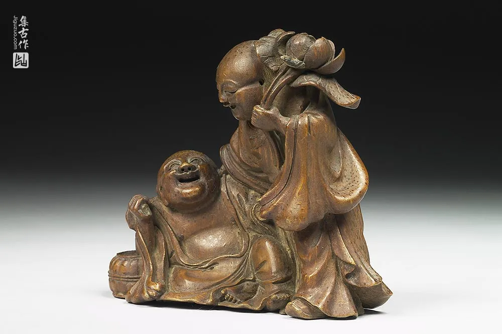 清代竹雕和合二仙-(5)