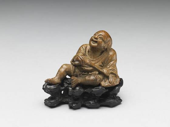 清代竹雕持如意小童