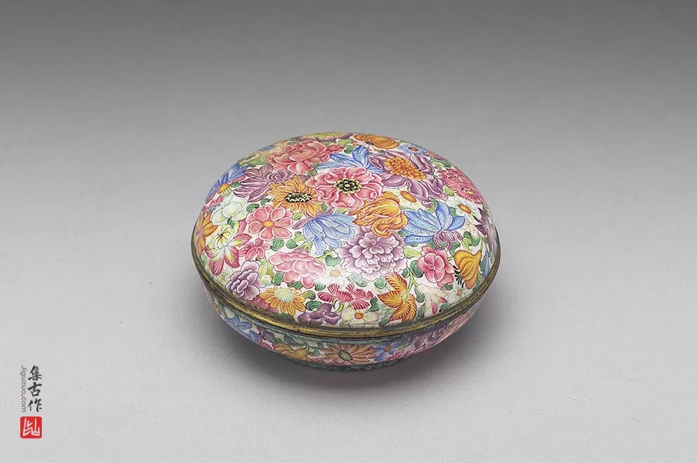 清代乾隆铜胎画珐琅万花盒-(1)