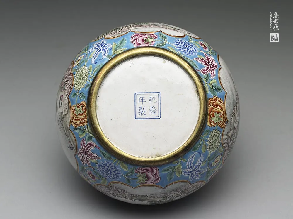 清代乾隆铜胎画珐琅缸-(9)