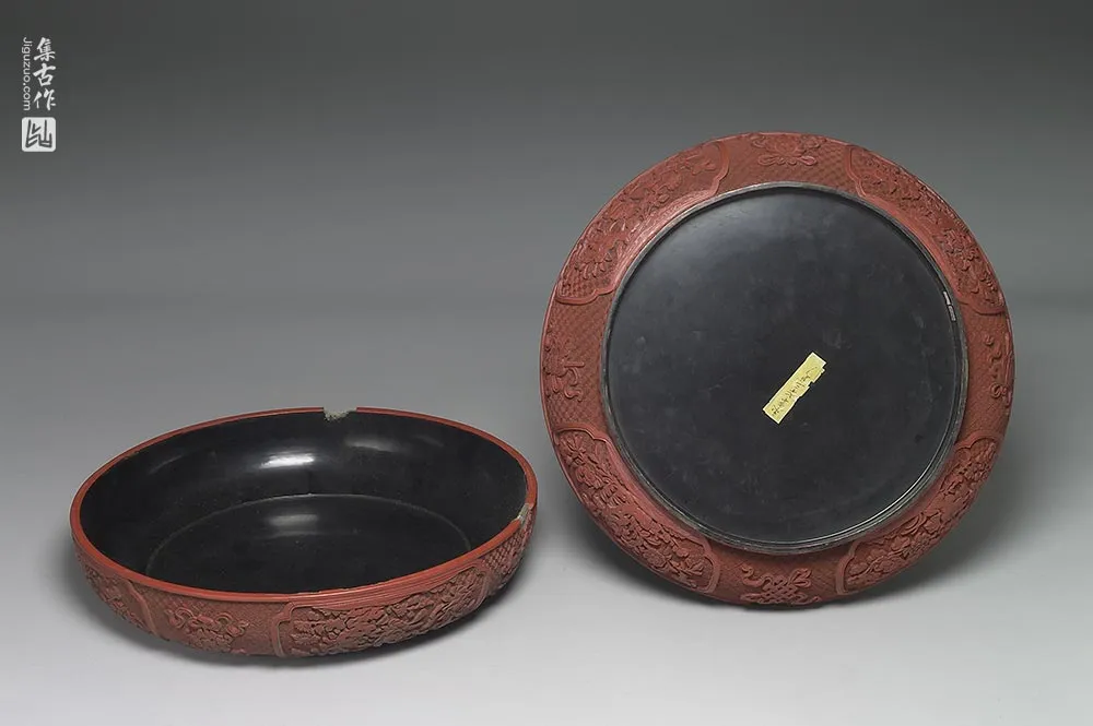 清代“剔红楼阁人物图捧盒”漆器-(4)